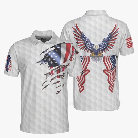 Patriotic Men's Golf Shirt - Picture 2 of 6